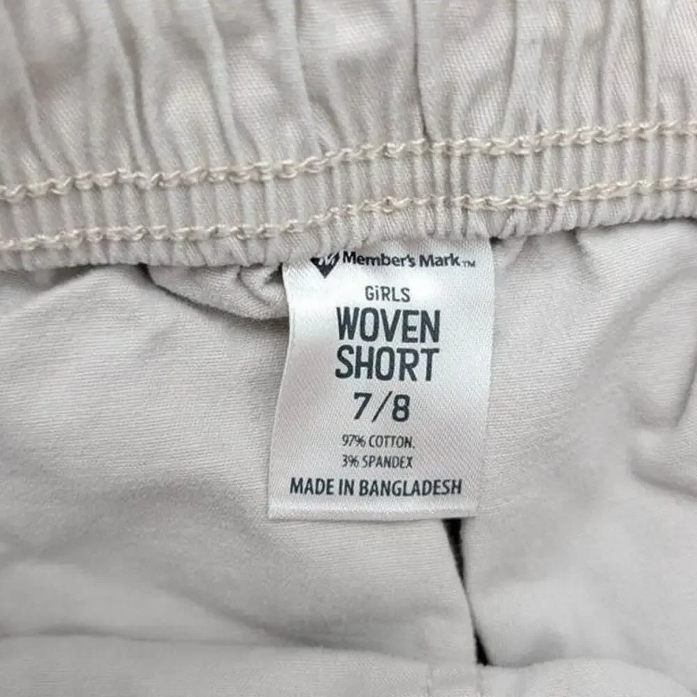 Members Mark Shorts Girls Yough Medium 7/8 Woven Elastic Waistband Bundle of 4